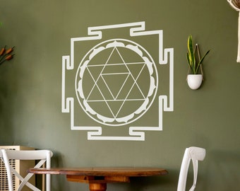 Gayatri Yantra Wall Decal Sticker. Sri Yantra Wall Art Decal Sticker. Spiritual Mantras Decor. Hindu Tradition Wall Art Decor. #6763