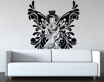 Vinyl Wall Decal Sticker Butterfly Geisha 1369s