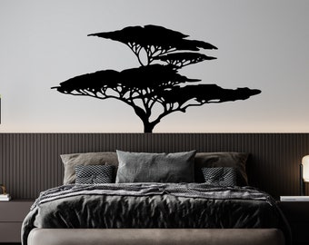 African Tree Vinyl Wall Decal Sticker - Nature-Inspired Wall Decor. African Theme Wall Art. Bedroom, Bathroom Wall Decor. #OS_MB554