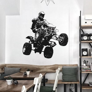 Motorsport Wall Decal. Quad Bike Wall Decal Sticker. ATV Four Wheeler Wall Sticker. Kid&#39;s Room Decor. Farmland, Off-Road Adventure. #JH242