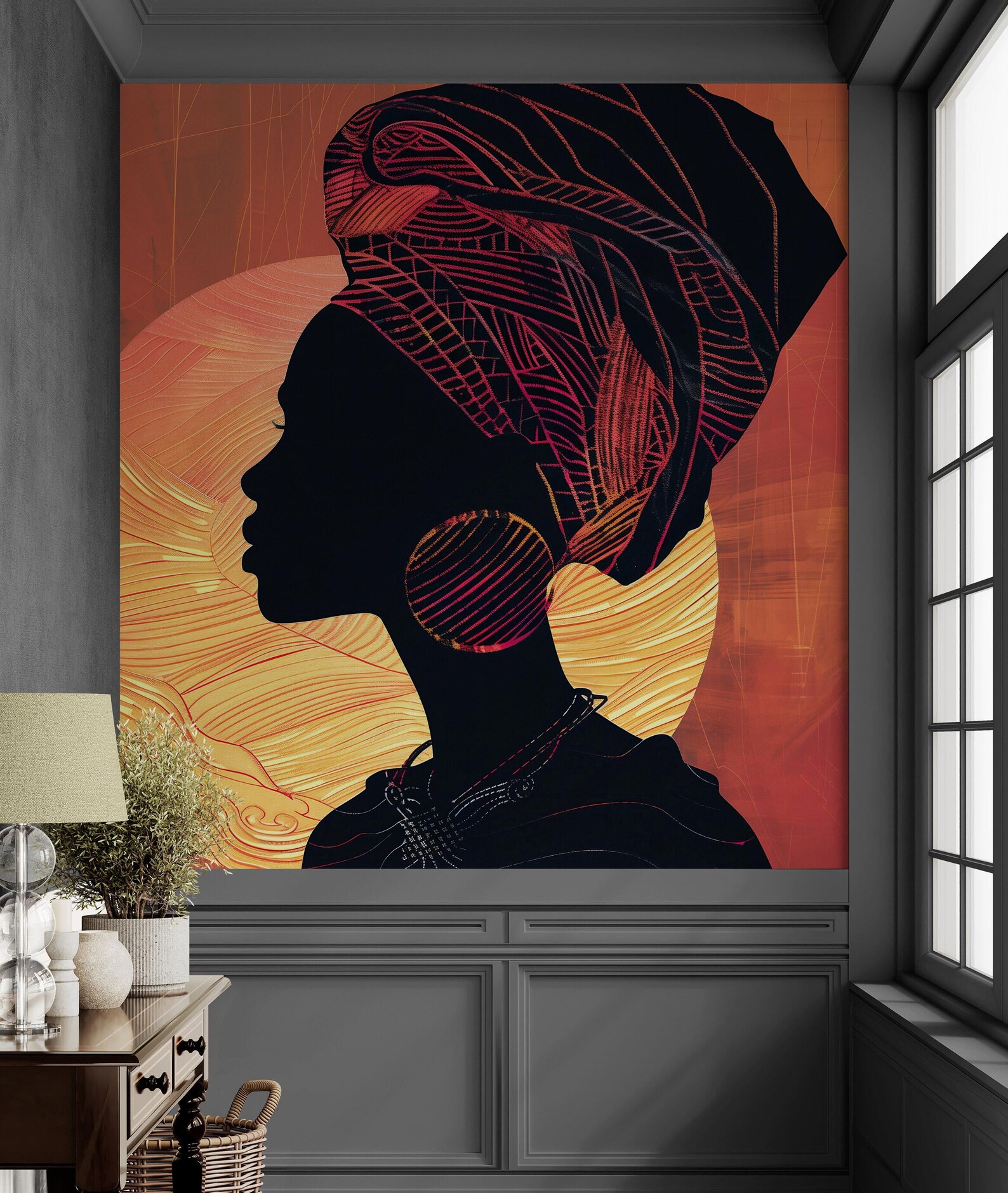 Afrocentric Fashion Wallpaper Mural – African-inspired Art With Sunset ...