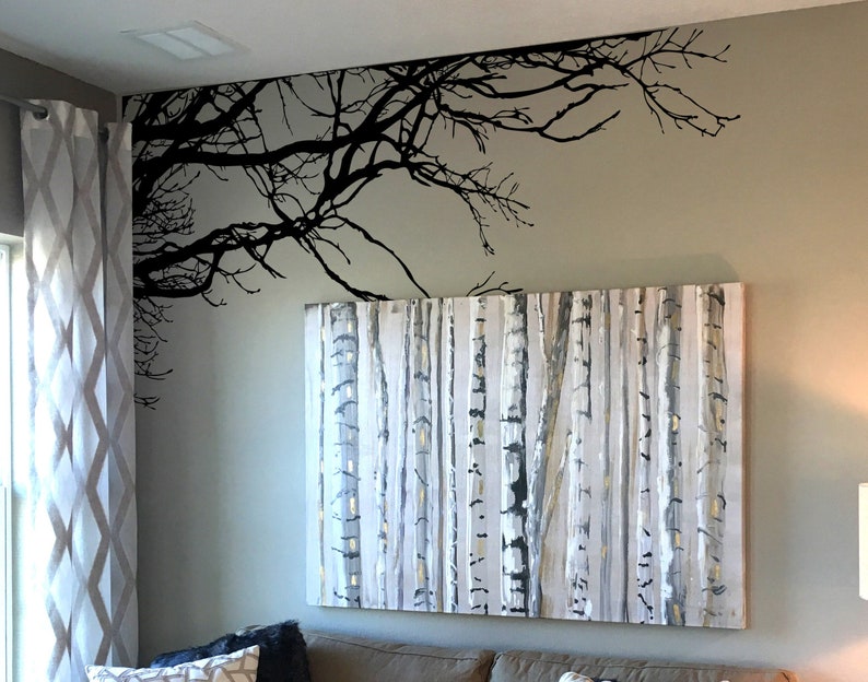 Large Corner Wall Tree Branches Wall Decal. Dining Room Wall Decor. Tree Branches for Kitchen. Wall Art for Nursery Room. Salon Decor. 444 image 1