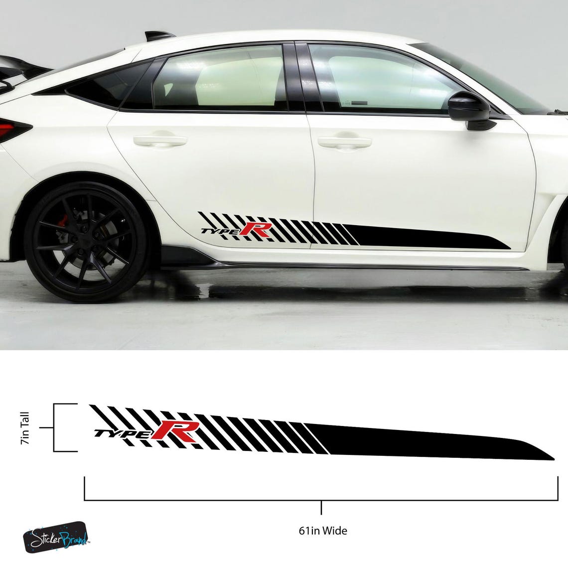 Car Decal for Honda Civic Type R. Sports Racing Graphic Decal Sticker ...
