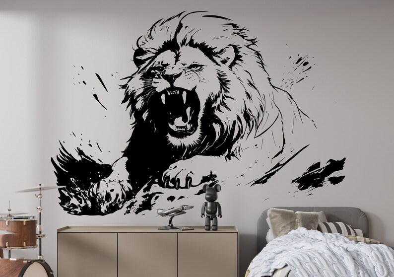 Roaring Lion Wall Decal Sticker. Motivational Jungle King Vinyl Art for ...