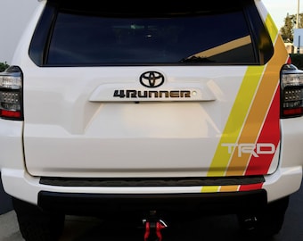 4Runner TRD Retro Racing Stripes Tacoma, Tundra, FJ Cruiser. Ivan Stewart Stripes. Yellow, Orange, Red Stripes Truck Decal. #6968