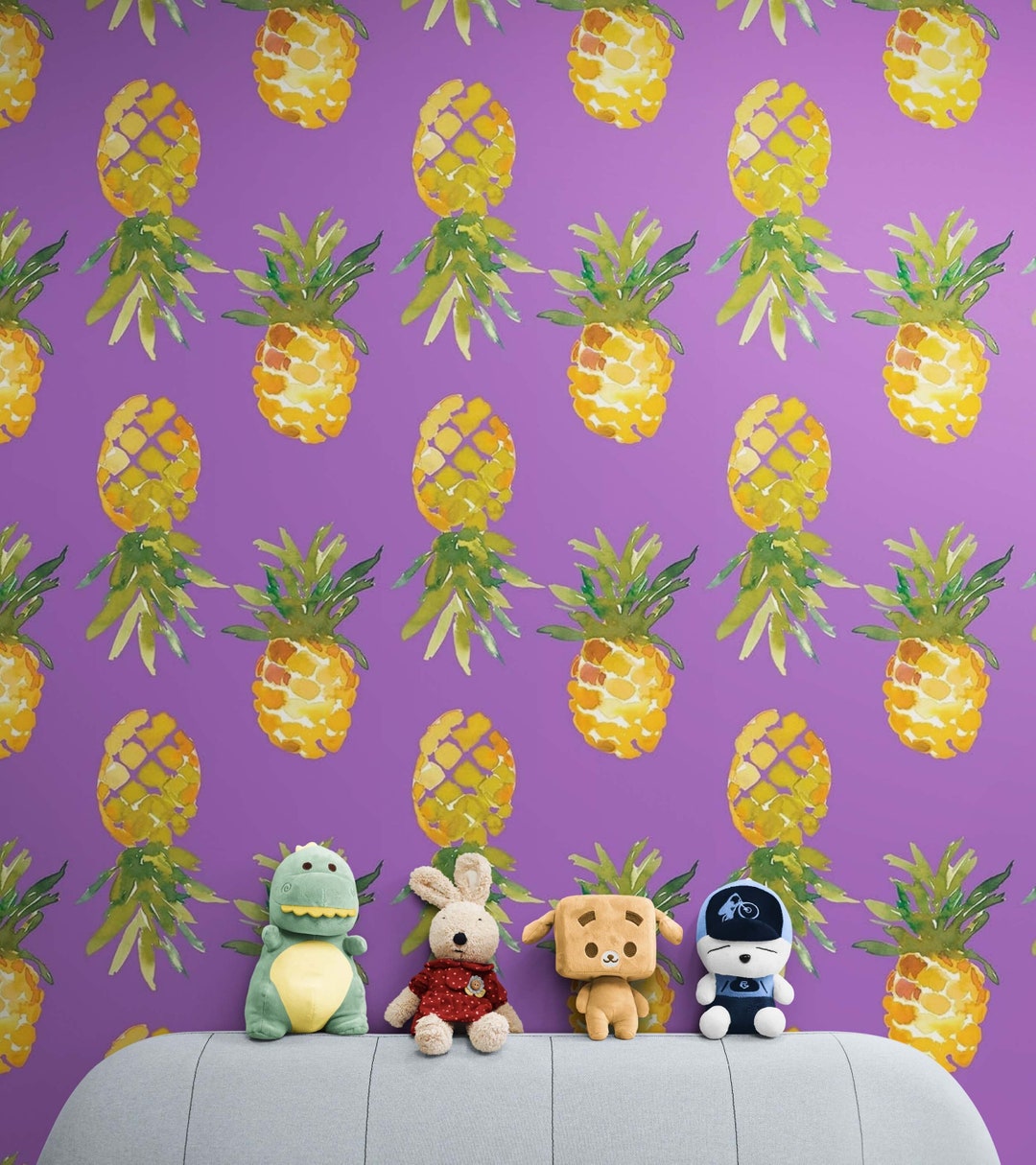 Purple Pineapple Wallpaper Kid's Room Wall Mural Peel and Stick
