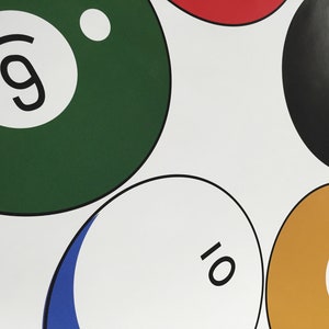 Billiard balls Wall Sticker. Pool Cue Wall Decal. Game Room Wall Decor. Gift for Dad. Gift for Brother. Man Cave Wall Decor. OS_MB130 image 5