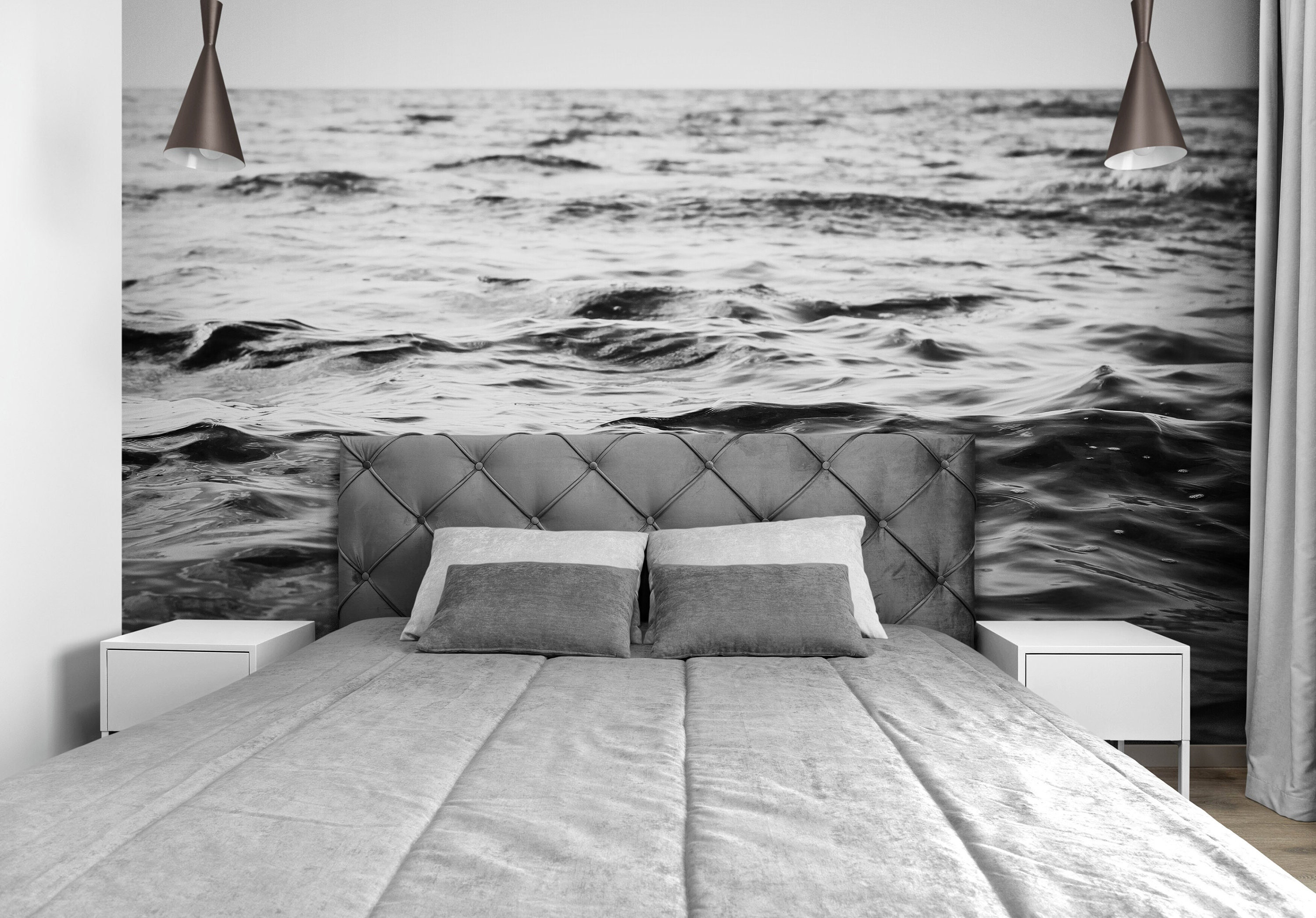 Black and White Wallpaper – Calm Ocean Wave Photo for a Tranquil and ...