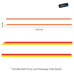 Ford Bronco 3 Color Bar Stripes Decal Sticker. 3M Premium Gloss Vinyl. Red, Orange, Yellow Racing Side Stripes. Retro Ivan Stewart Stripes. #6953