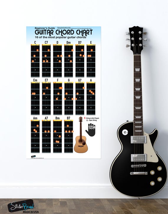 Large Guitar Chord Chart Poster