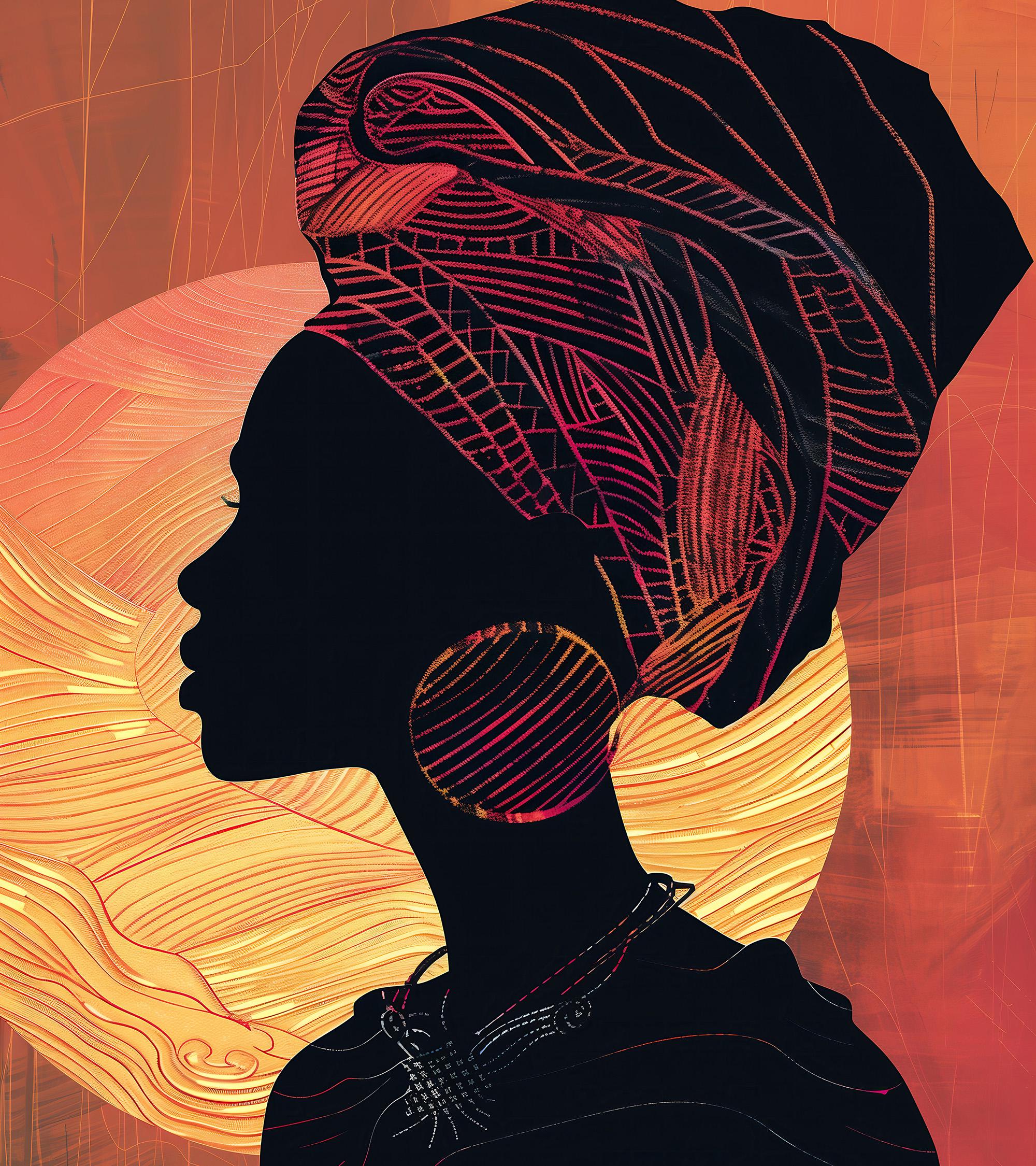 Afrocentric Fashion Wallpaper Mural – African-inspired Art With Sunset ...
