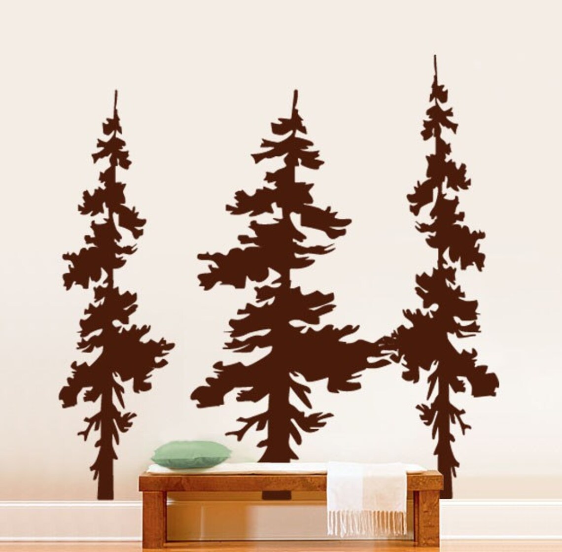 Vinyl Wall Decal Sticker Forest Trees Combo 6 ft tall Etsy