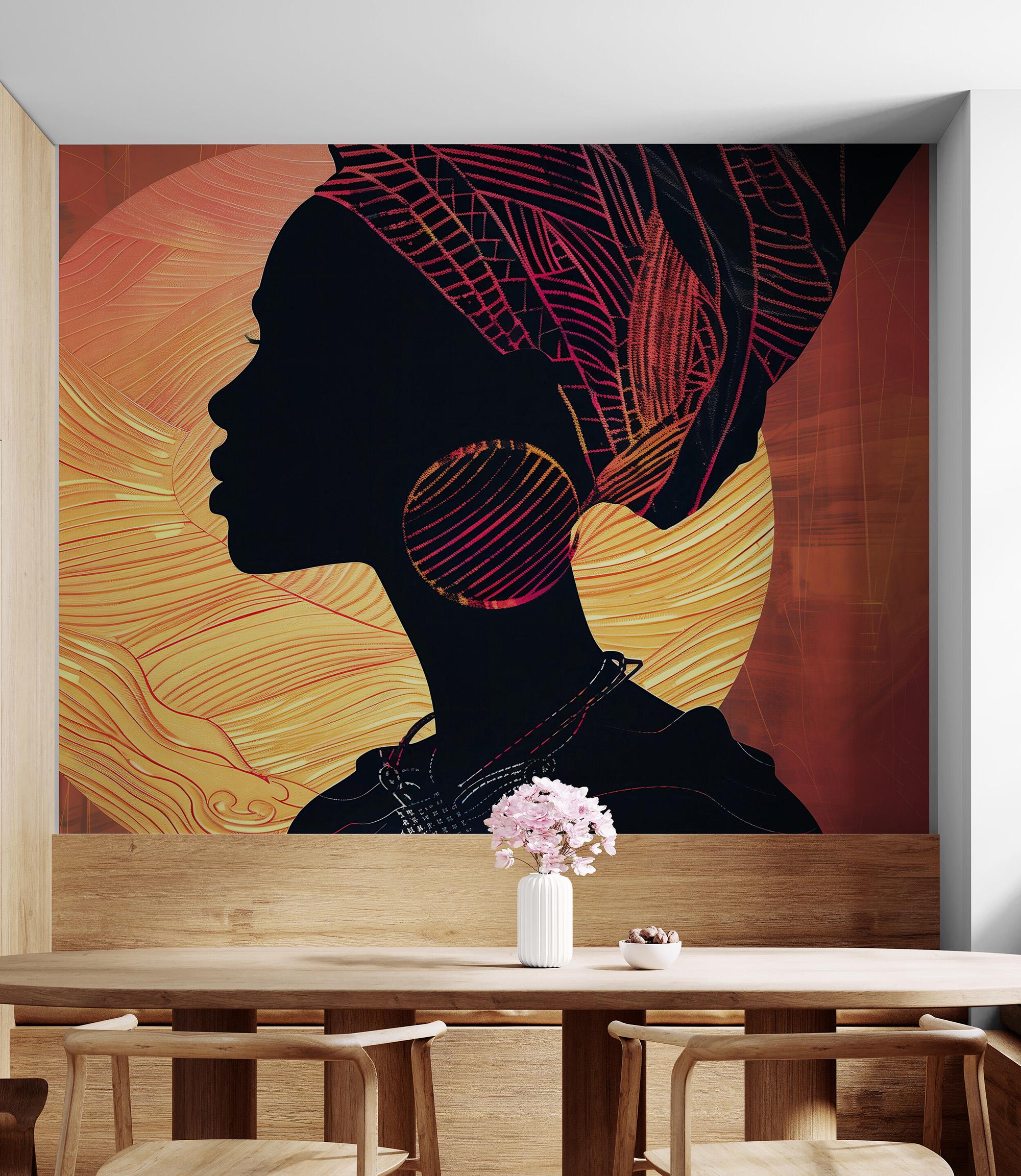 Afrocentric Fashion Wallpaper Mural – African-inspired Art With Sunset ...