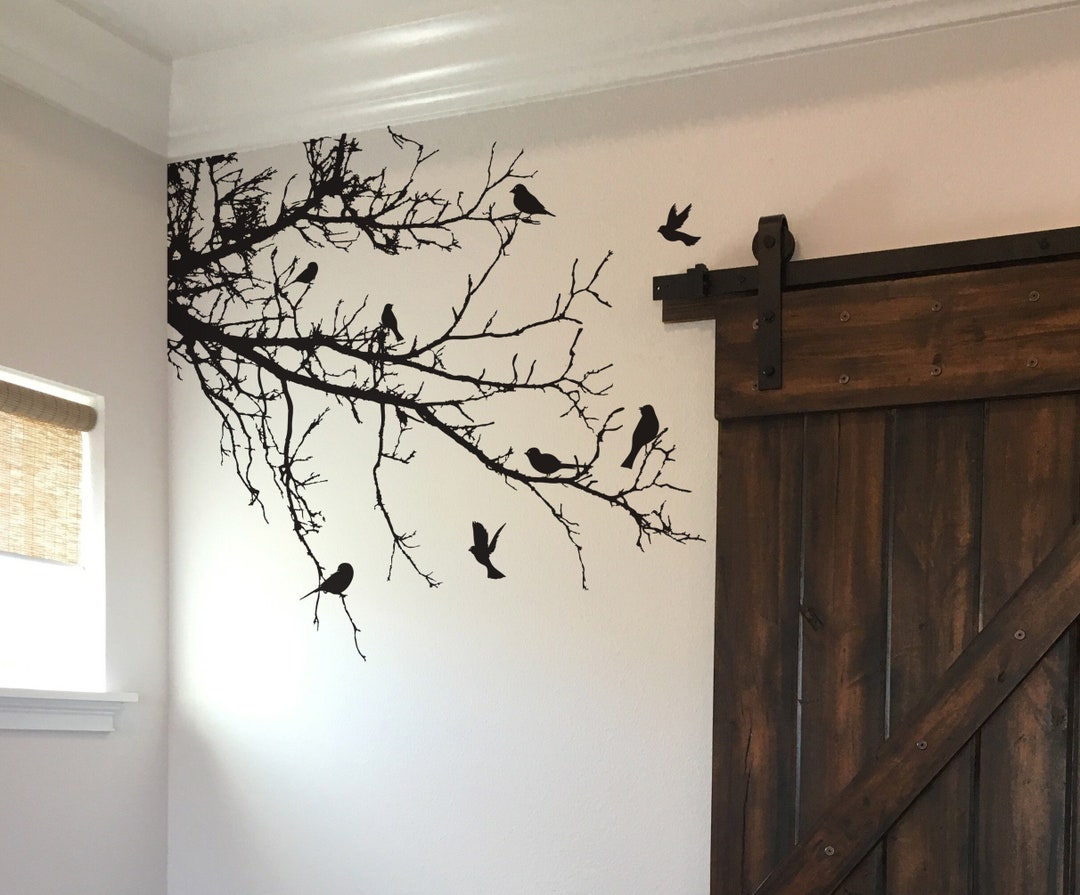Birds on Tree Branch Vinyl Wall Decal Sticker. Bathroom / Bedroom Home ...