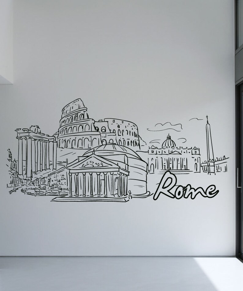 City of Rome Wall Decal Sticker. European Theme Decor. Travel Theme Art ...