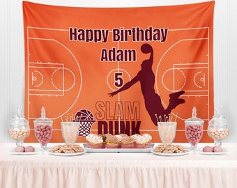 Banner personalizzato per festa di compleanno di basket, sfondo, decorazione di compleanno di basket, cartello personalizzato, arredamento a tema di compleanno di basket.