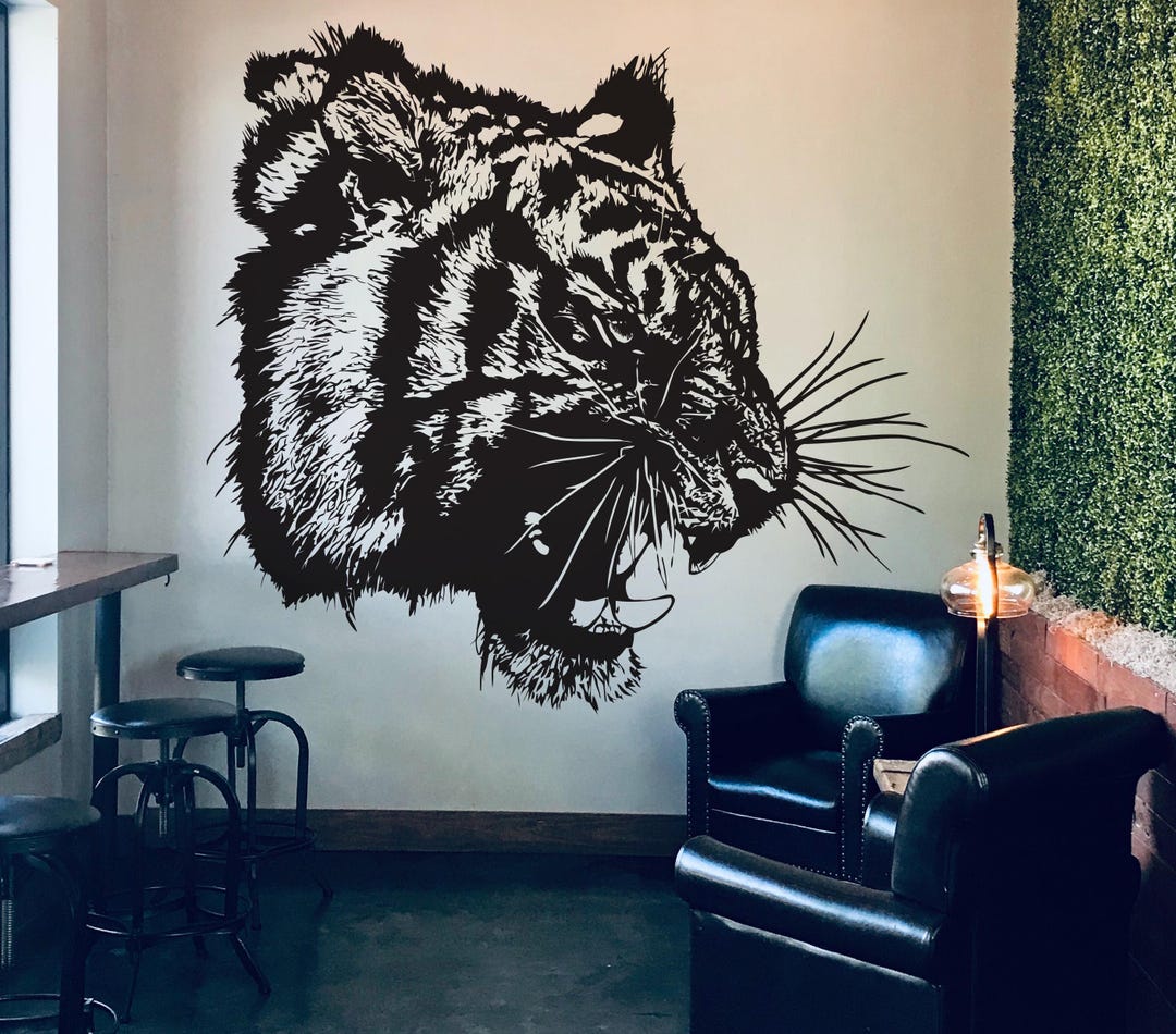 Angry Tiger Growling Wall Decal. Jungle Animal Vinyl Sticker. Fierce ...