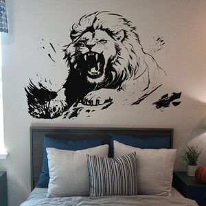 Roaring Lion Wall Decal Sticker. Motivational Jungle King Vinyl Art for ...