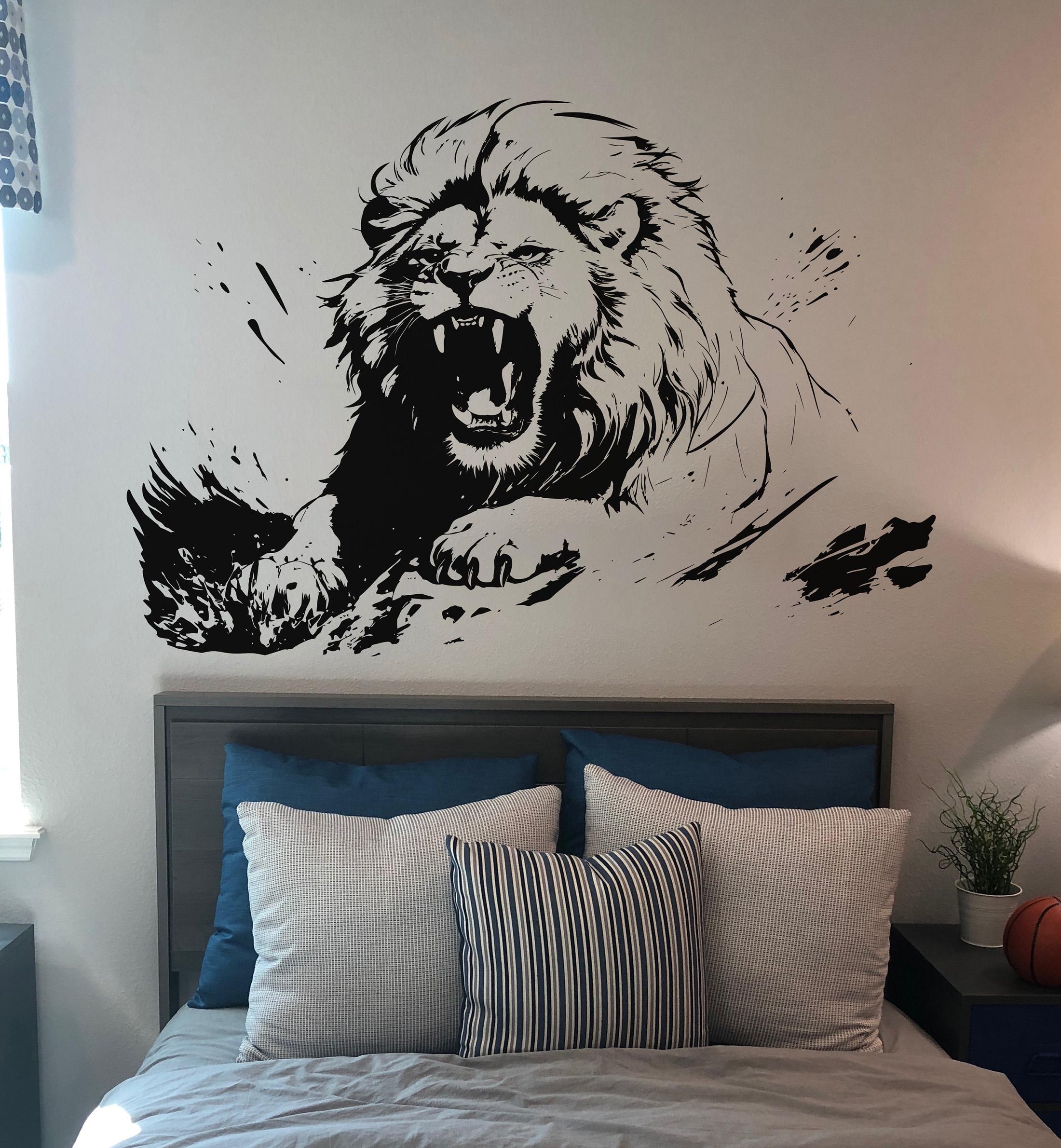 Roaring Lion Wall Decal Sticker. Motivational Jungle King Vinyl Art for ...