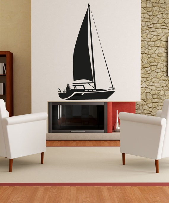 Vinyl Wall Decal Sticker Sailboat OSAA184m Etsy