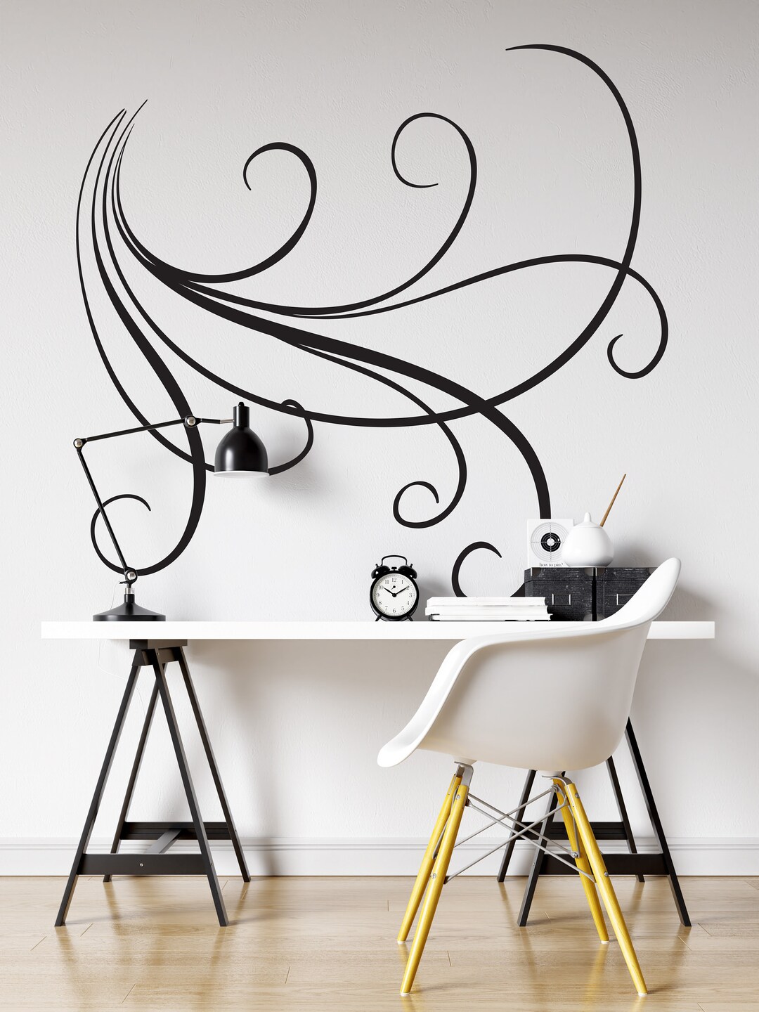 Sticker For Desk Line Large Swirl Lines Vinyl Wall Decal Sticker. 72in X 78in. #710A - Etsy