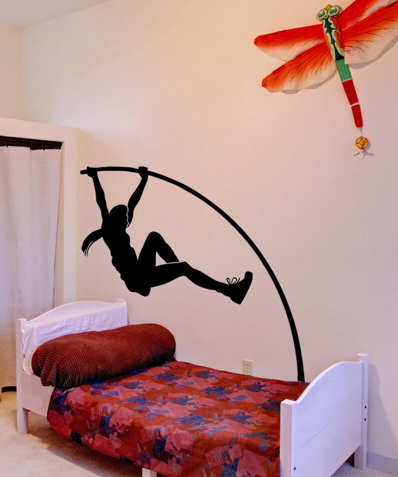 Vinyl wall decal sticker female pole vaulter 5394s  etsy