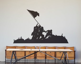 Battle of Iwo Jima Wall Decal – Iconic Flag Raising. Patriotic Decor, Gift for Veterans' Homes. #555