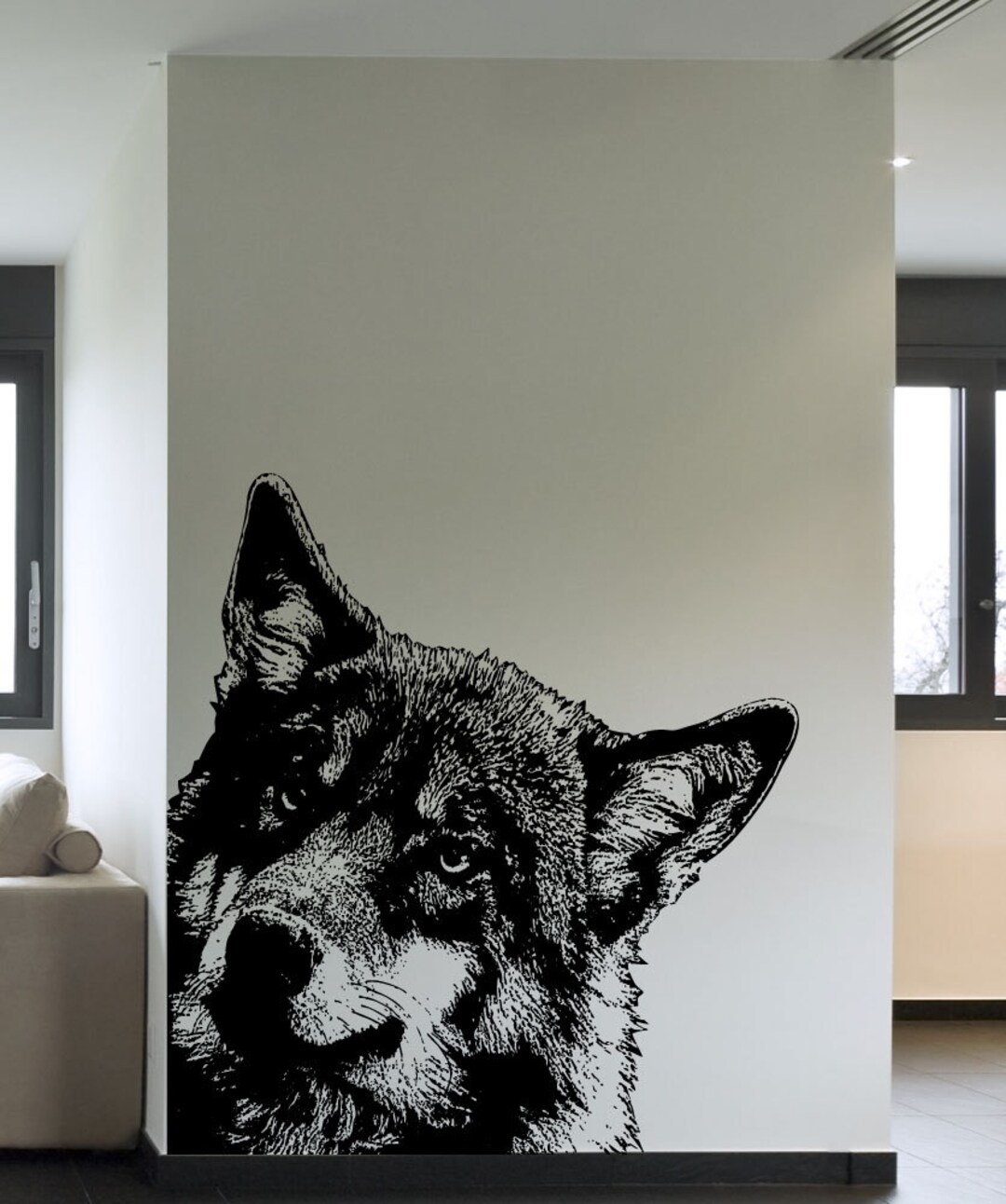 Vinyl Wall Art Decal Sticker Peeking Wolf 5484m - Etsy