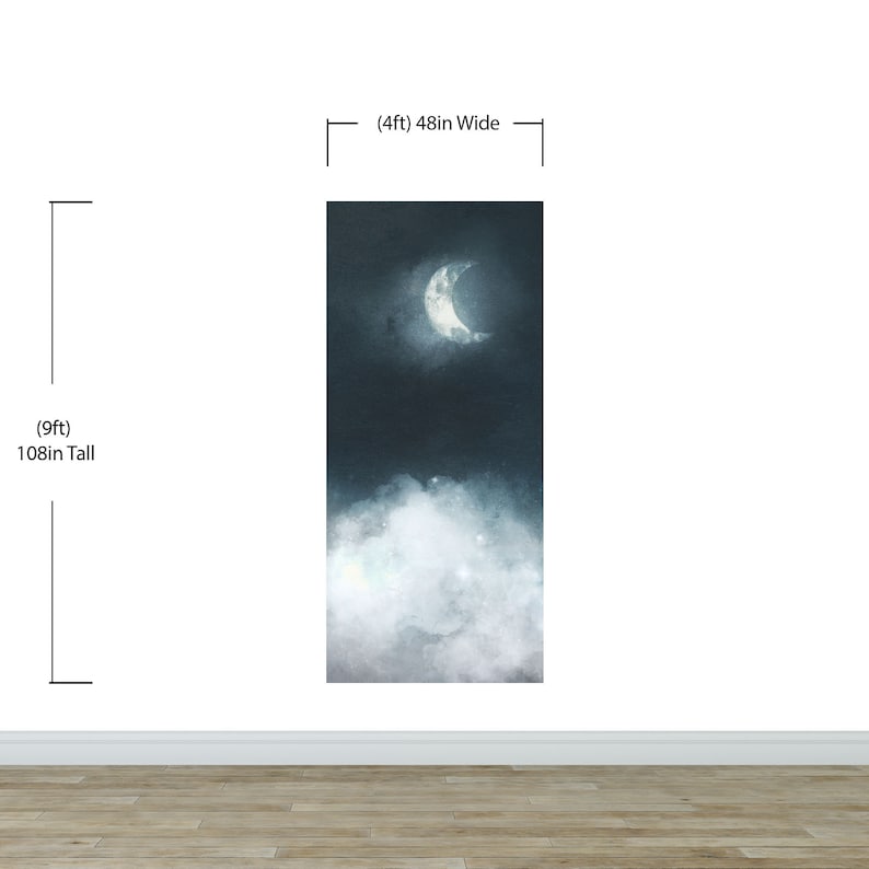 Moon Wallpaper Night Sky Moon Wall Mural. Kid's Room Etsy