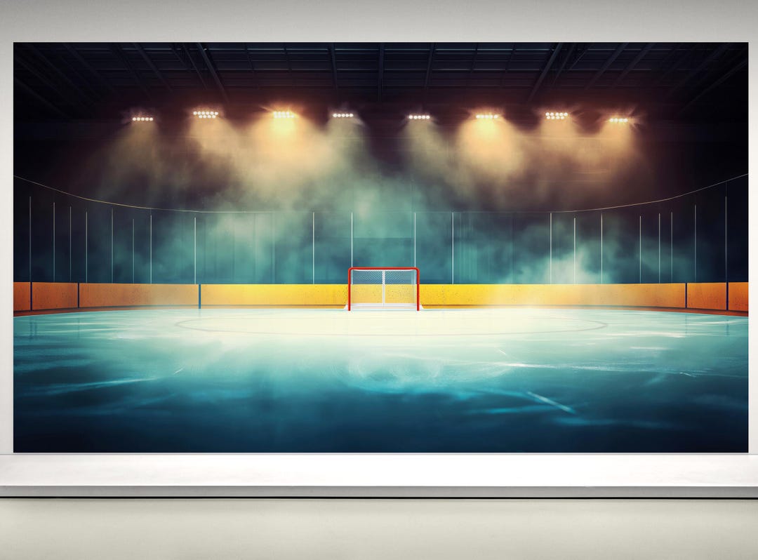 Hockey Rink Wallpaper Mural – Ice Rink Peel and Stick Wall Mural for ...