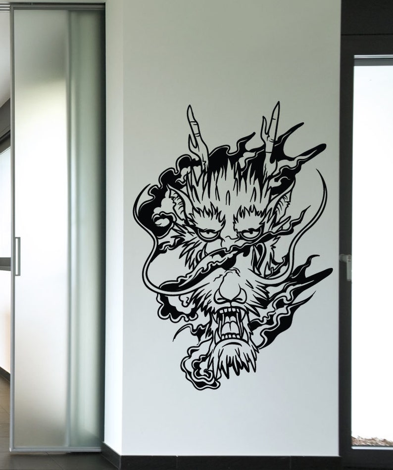 Vinyl Wall Decal Sticker Smoke Dragon Head 1444m