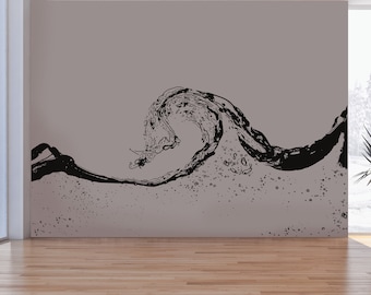 Beach Theme Bathroom Wall Decor. Ocean Wave Wall Decal Sticker. Water Crushing. Tropical Decor. #OS_AA1551