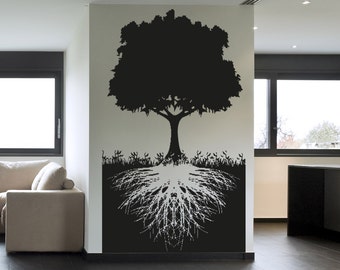 Tree Roots Wall Decal Nursery Room Decor Forest Vinyl Sticker Removable Large Tree Sticker Bedroom Decor Bathroom Forest #5128