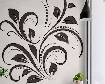 Flower Wall Decal. Abstract Swirl Flower Floral Vinyl Wall Decal Sticker. Living Room Wall Art, Dinning Room, Bedroom Wall Decor.  #705