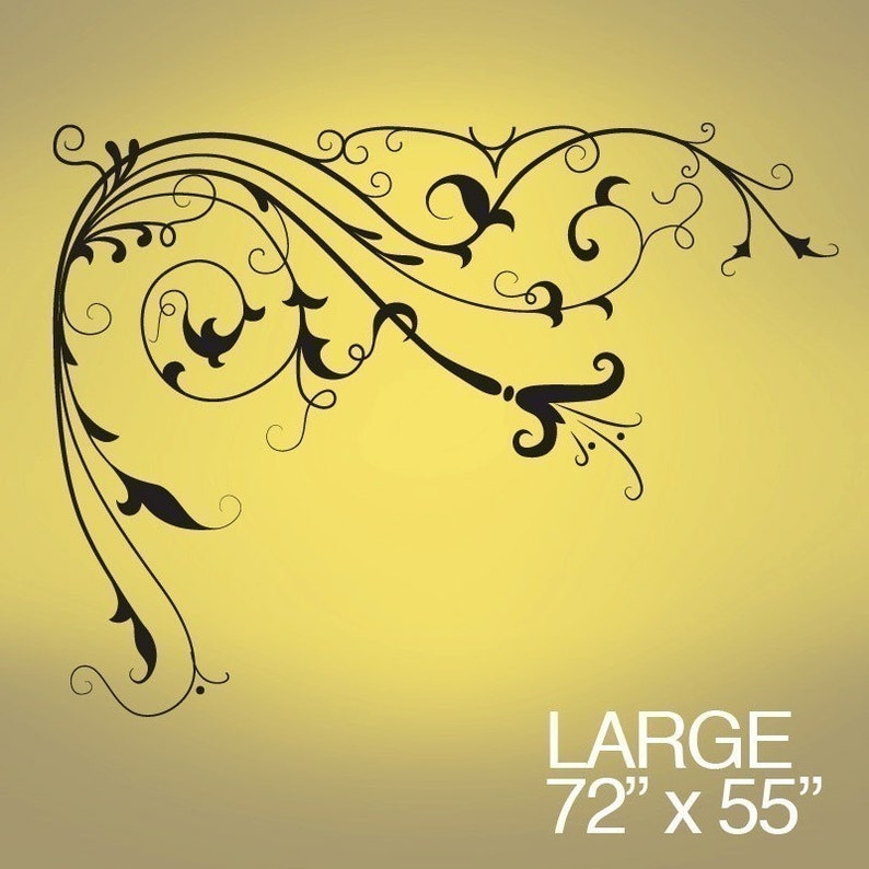 Vinyl Wall Decal Sticker Flower Vines Floral Edge Large 72x55 Etsy
