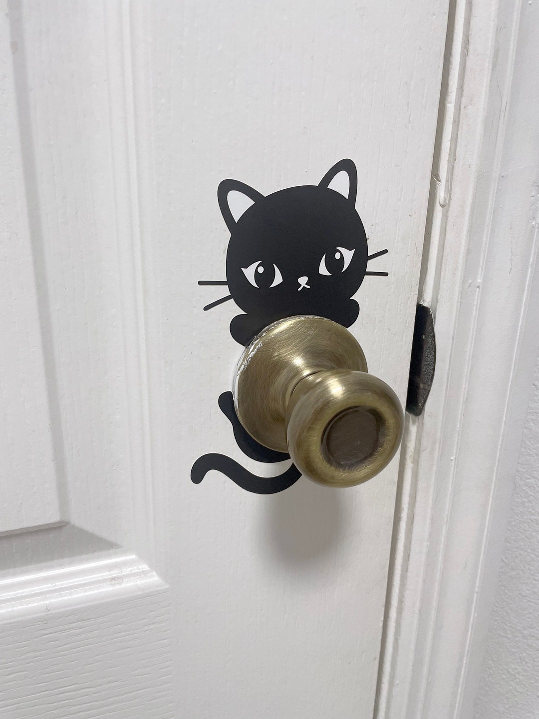 Hanging Kitten Door Decal Sticker Cat Door Knob Wall Decal. Funny Cat