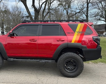 TRD Retro Racing Stripes Tacoma, Tundra, 4Runner, FJ Cruiser. Ivan Stewart Stripes. Yellow, Orange, Red Stripes Truck Decal. #6968