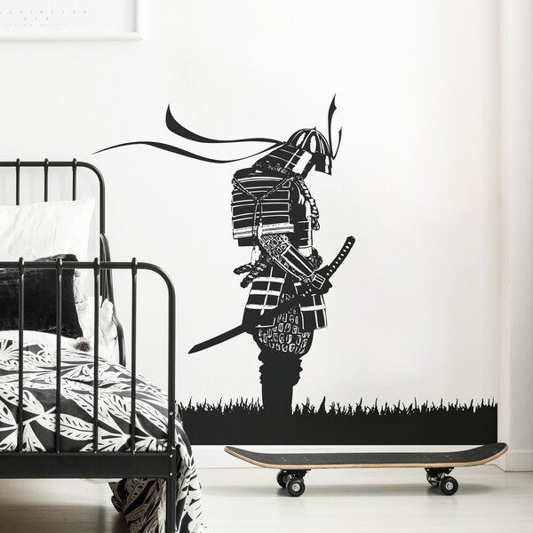 Japanese Samurai Warrior in Field of Grass Wall Decal Samurai Meditating  Japan Theme Home Decor Game Room Wall Art Kid's Room Decor. #5024