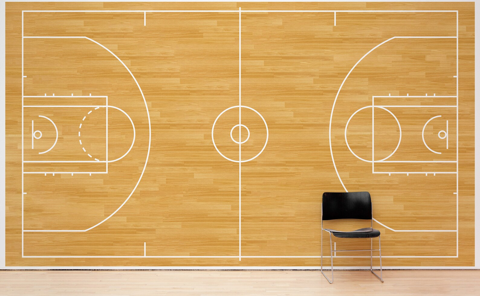 Basketball Court Hardwood Pattern Wall Mural. With Court Line Etsy