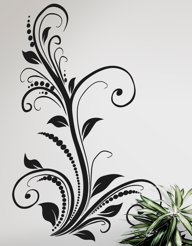 Swirly Vines Vinyl Wall Decal Sticker. 42in Tall X 36in Wide. Etsy