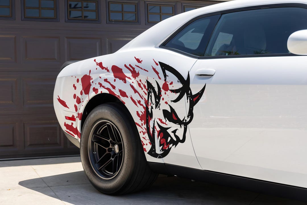 Demon Decal Sticker for Challenger. Blood Splatter Car Decal. Set of 2 ...