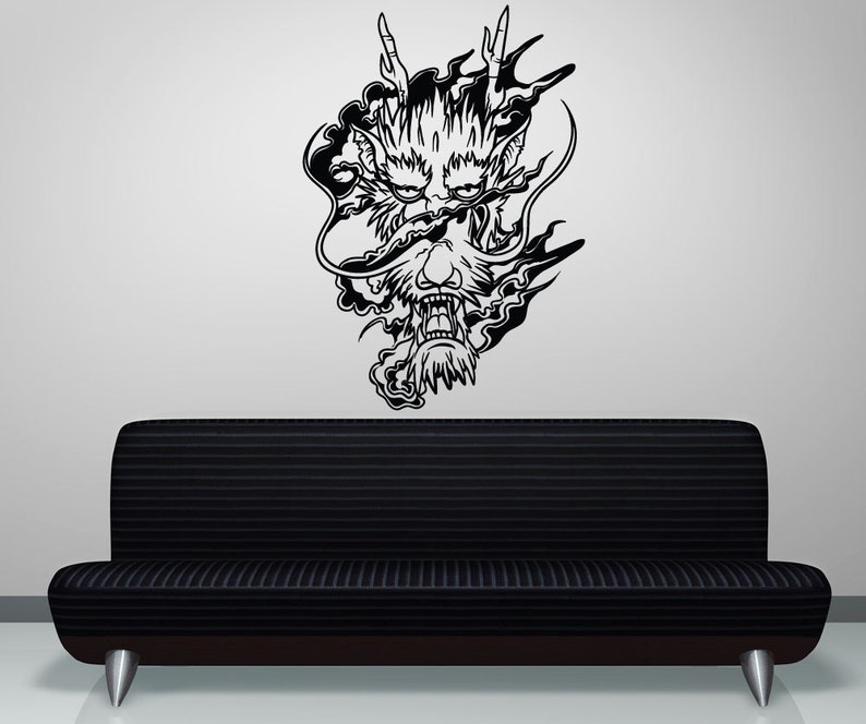 Vinyl Wall Decal Sticker Smoke Dragon Head 1444m