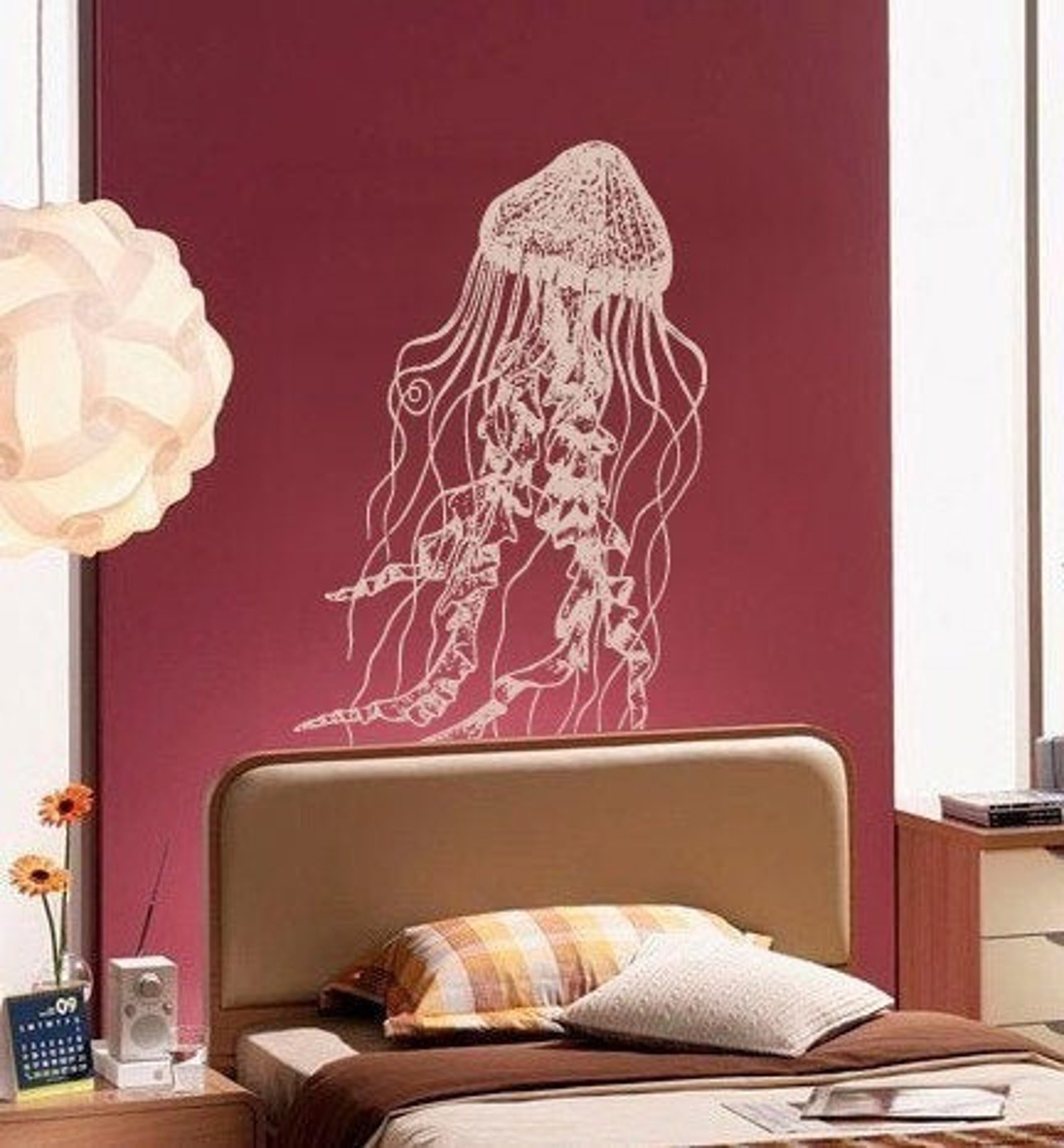 Jellyfish Deep Sea Ocean Vinyl Wall Decal Sticker. 40in Tall Etsy