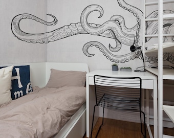 Octopus Tentacles Wall Decal, Nautical Ocean Vinyl Art, Coastal Decor Sticker. #7101