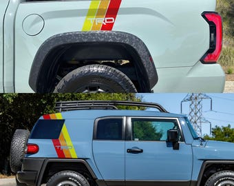 Tundra TRD Retro Racing Stripes Tacoma, 4Runner, FJ Cruiser. Ivan Stewart Stripes. Yellow, Orange, Red Stripes Truck Decal. #6968