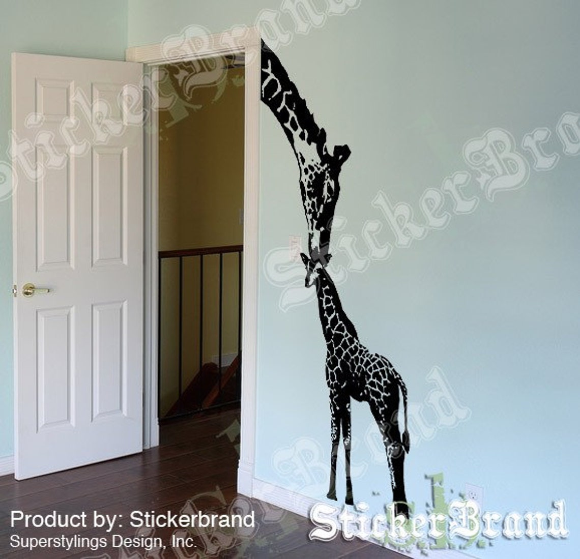 Vinyl Wall Decal Sticker Baby Giraffe W/ Mother 8ft Big Etsy