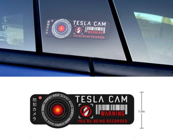 Tesla Cam Security Warning Sticker. Model 3, Y, X, S Sentry Mode Car Graphic Sticker. Tesla Model Y Sticker. (Includes 2 Stickers) #6570