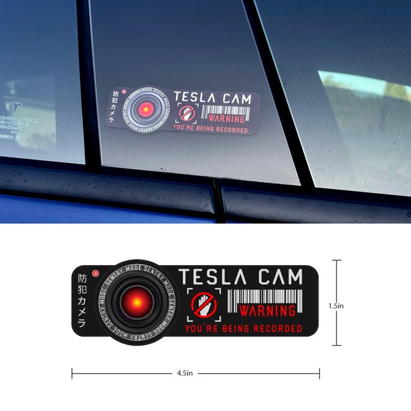 Tesla Cam Security Warning Sticker. Model 3, Y, X, S Sentry Mode Car Graphic Sticker. Tesla Model Y Sticker. (Includes 2 Stickers) #6570