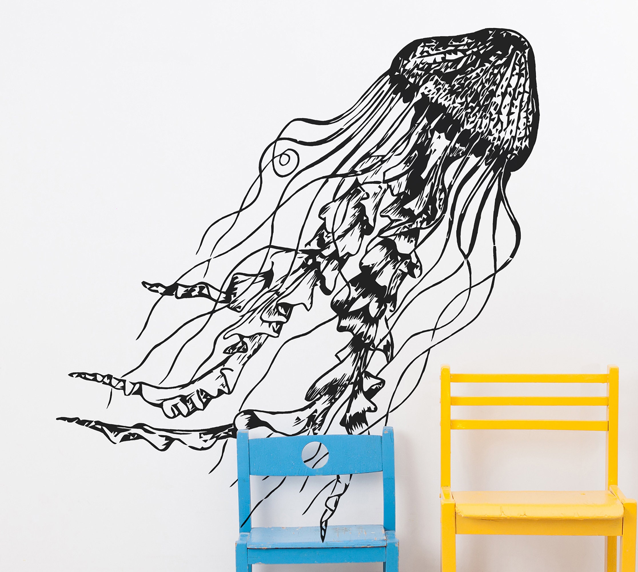 Jellyfish Deep Sea Ocean Vinyl Wall Decal Sticker. Nautical Theme ...