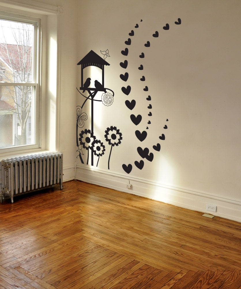 Vinyl Wall Decal Sticker Birdhouse with Hearts 1036s Etsy
